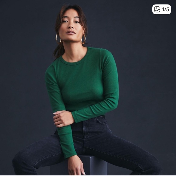 Maeve Tops - Maeve Forest Green Long Sleeve Tee size S